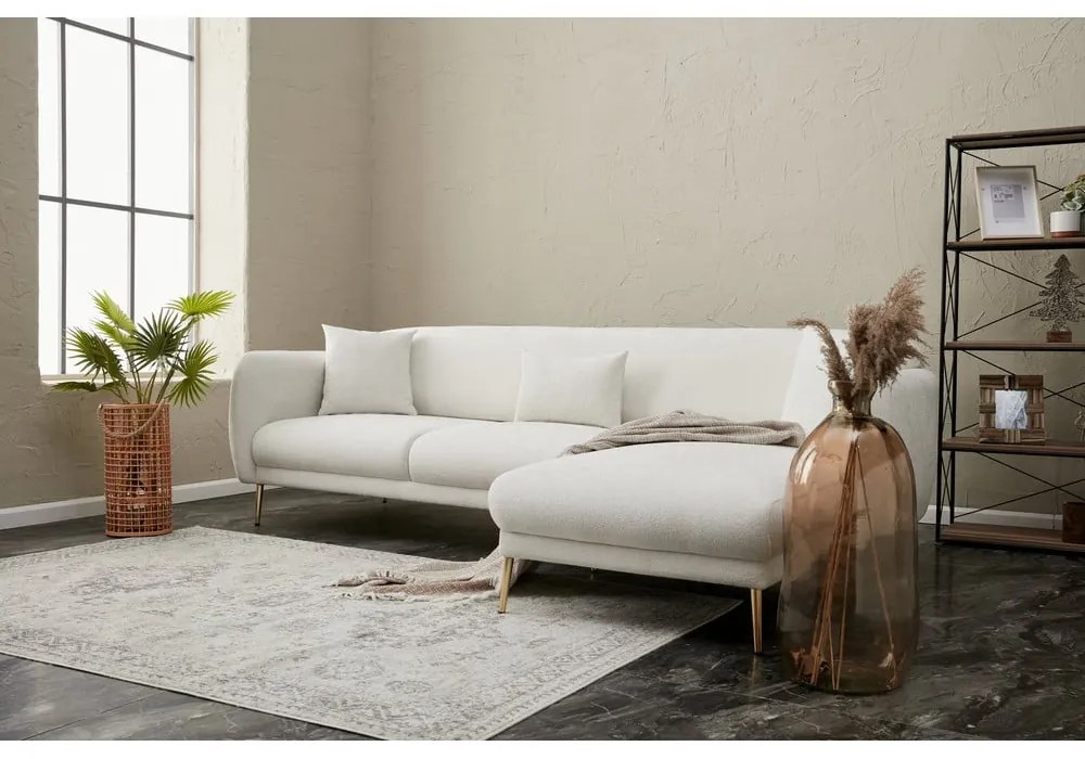 Biela rohová pohovka (pravý roh/s leňoškou) Simena – Balcab Home