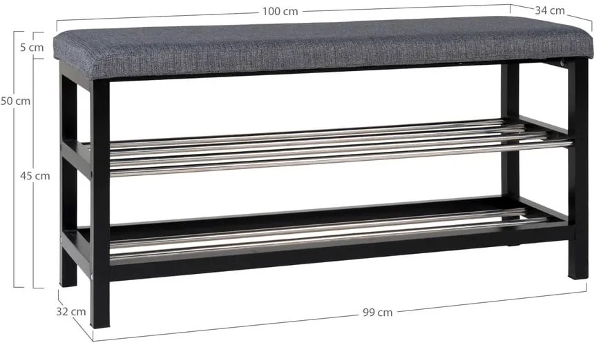 Sivá skrinka na topánky s lavicou Padova – House Nordic