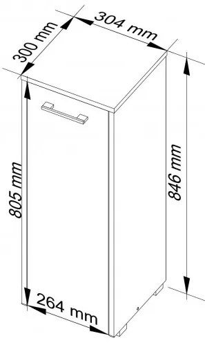 Kúpeľňová skrinka FIN S30 1D biela / sivá