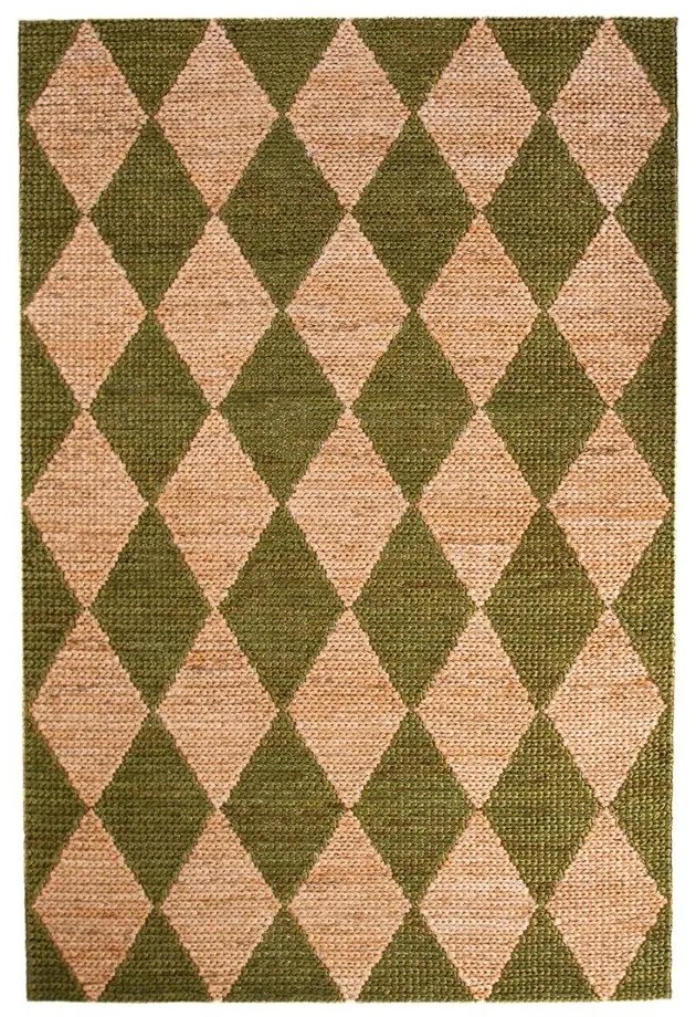 Zelený/v prírodnej farbe ručne tkaný koberec s prímesou juty 120x170 cm Effie Diamond – Flair Rugs
