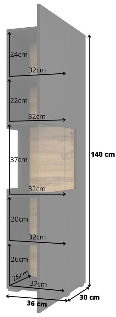 Vitrína Avernic Typ 05 (onyx čierna + dub wotan). Akcia -15%. Vlastná spoľahlivá doprava až k Vám domov. 1042061