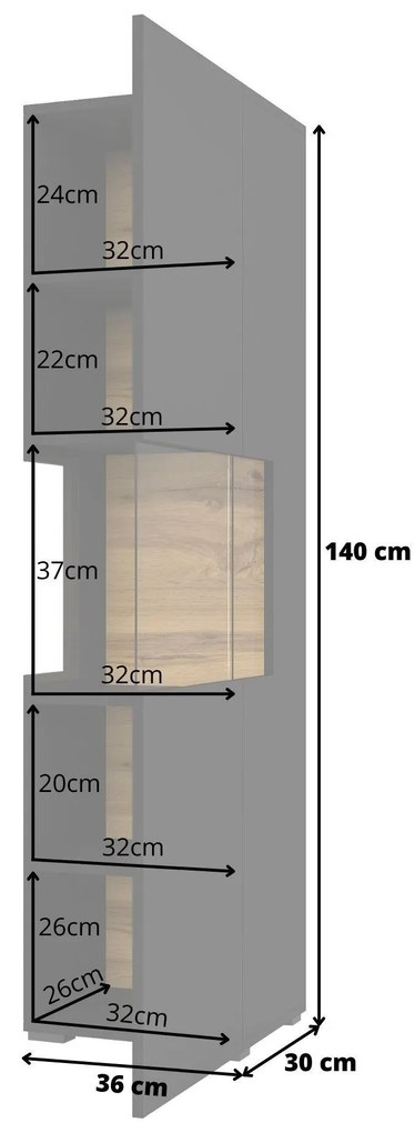 Vitrína Avernic Typ 05 (onyx čierna + dub wotan). Akcia -20%. Vlastná spoľahlivá doprava až k Vám domov. 1042061