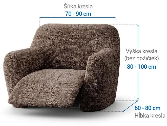 Bielastické poťahy VITTORIA hnedá kreslo (š. 60 - 110 cm)