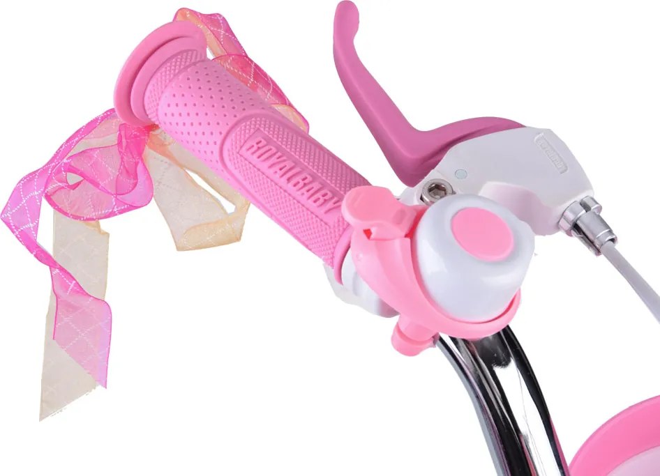 RoyalBaby detský bicykel 14 palcov Little Swan s košíkom a bočnými kolieskami RB14-18 ružový