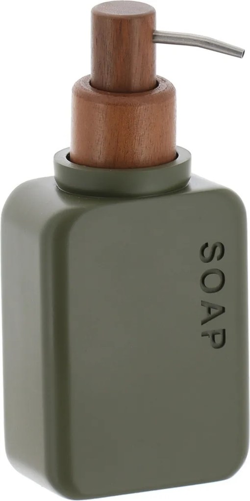 Sada kúpeľňových doplnkov Salva, olivová/s drevenými prvkami