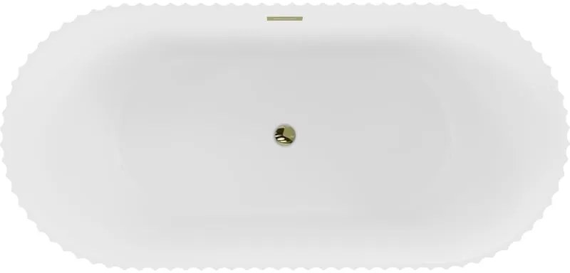 Mexen Paola, voľne stojaca vaňa, drážkovaná, 170 x 80 cm, biela lesklá, zlatý lesklý prepad, 52721708001-50