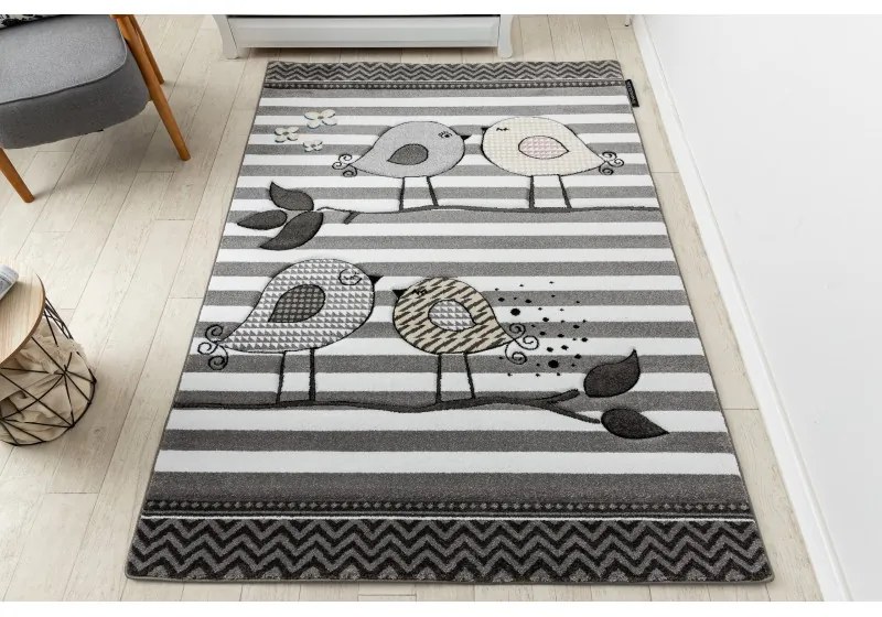 Dywany Łuszczów, Detský kusový koberec Petit C549 Birds grey, 160x220, šedá, detská izba