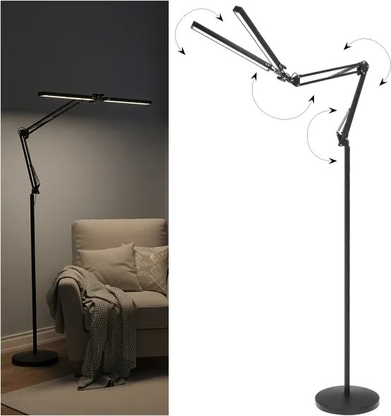 BRILAGI - LED stmievateľná flexibilná stojacia lampa VARIO LED/14W/5V 157 cm čierna