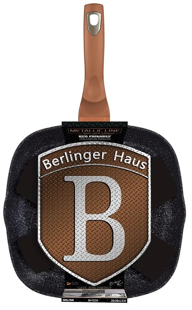 BERLINGERHAUS BH-1521 Rose Gold Collection panvica na grilovanie, 28 cm
