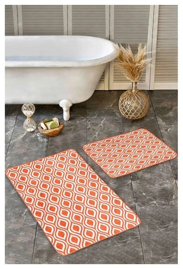 Oranžové zamatové kúpeľňové predložky v súprave 2 ks 60x100 cm – Mila Home