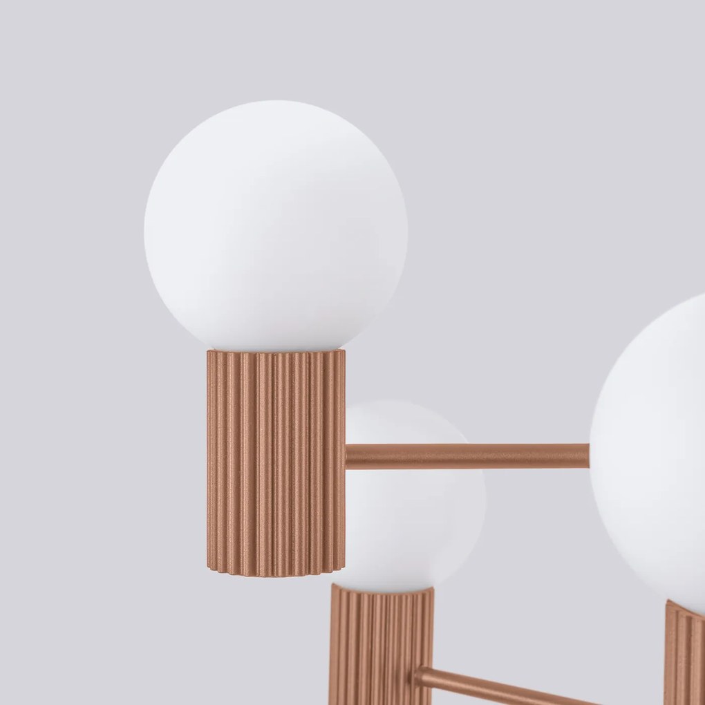 Luster Halo, 6x biele sklenené tienidlo, br