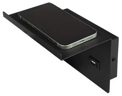 Nástenné bodové svietidlo s poličkou a USB nabíjačkou 1xG9/35W/230V čierna/zlatá