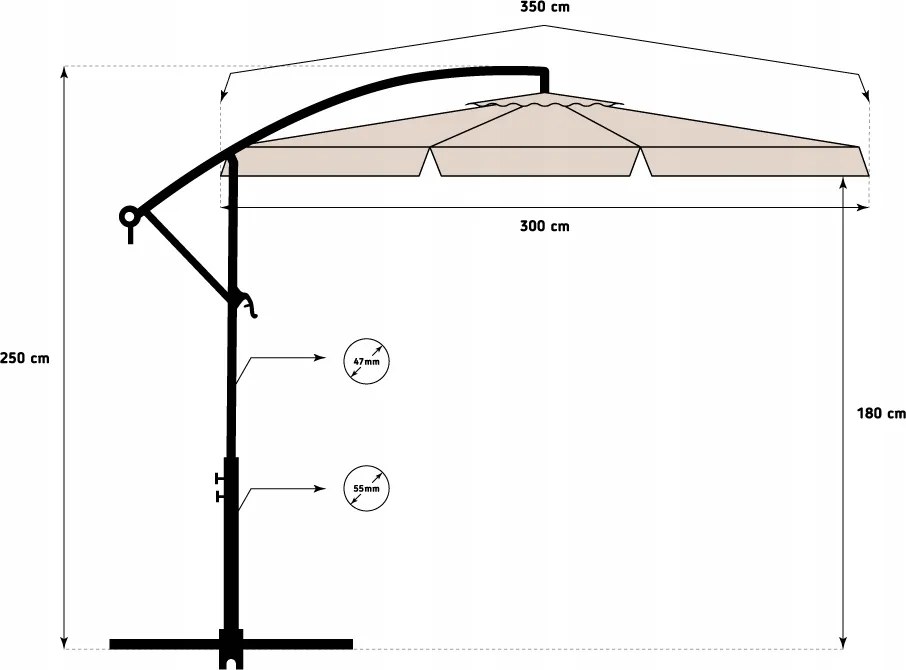 Bestent Záhradný skladací béžový slnečník 350cm BS3479