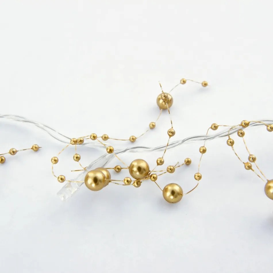 DECOLED LED světelný řetěz na baterie, zlaté perly, teple bílá, 10 diod, 1,3 m