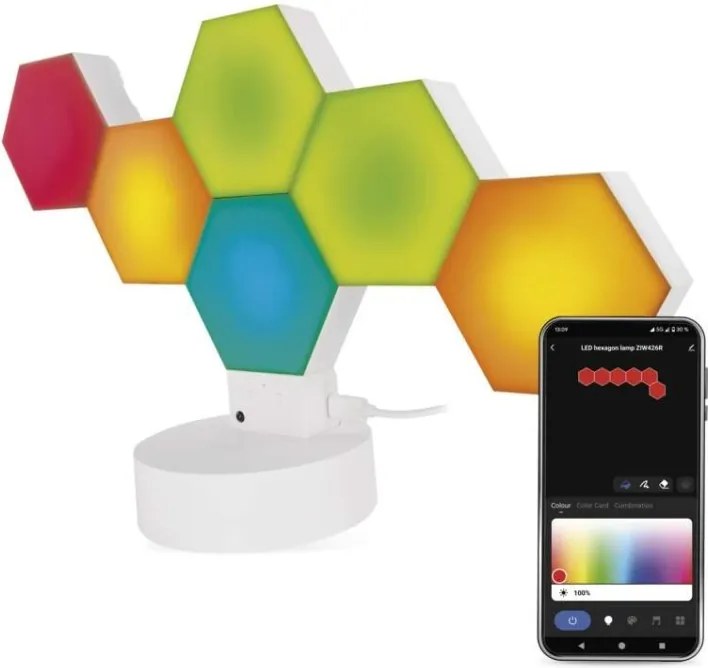 Stolová LED lampa GoSmart Hexagon 6 dielov viacfarebná/biela