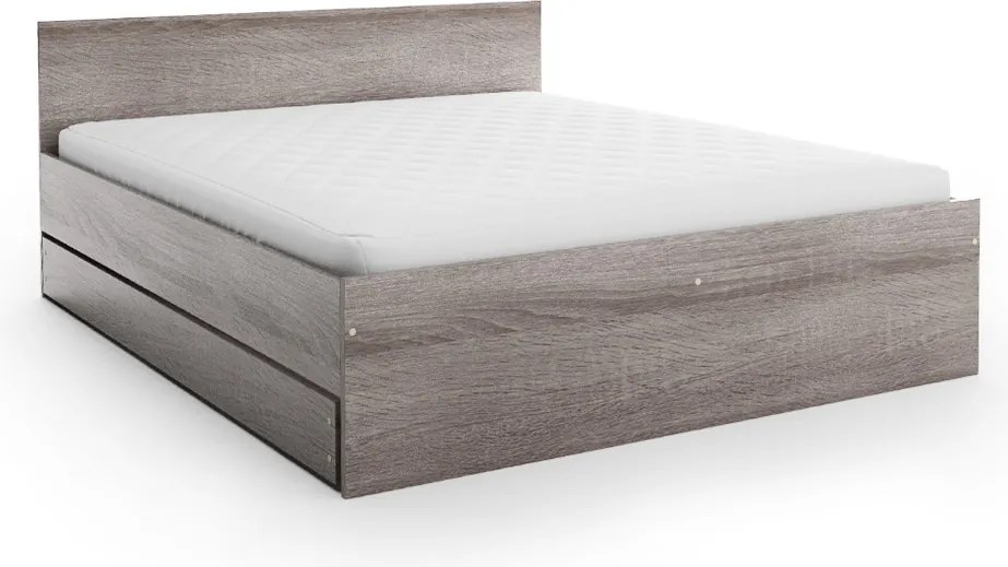 Posteľ ELISA 180 x 200 cm, dub lanýž Rošt: S lamelovým roštom, Matrac: Matrac DELUXE 10 cm