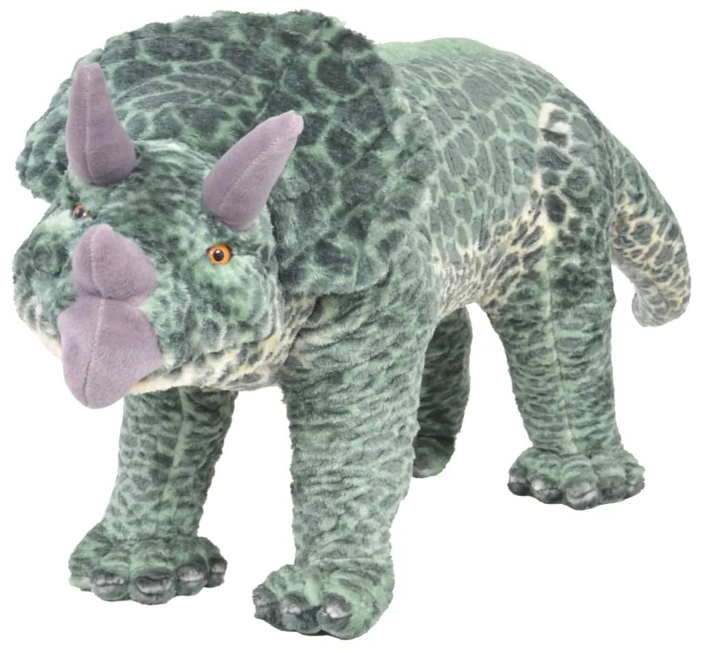 vidaXL Stojaca plyšová hračka dinosaurus Triceratops zelený XXL