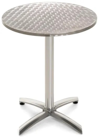 Garthen skladací záhradný stôl okrúhly 60 cm strieborný s nerezovou doskou Polystone