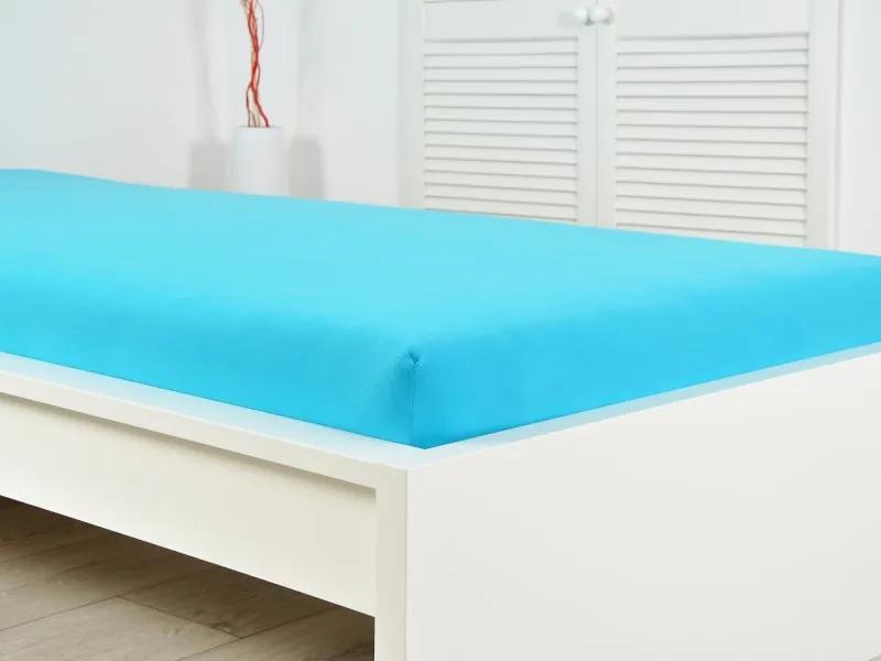 Jersy elastické plachty s gumou modrý tyrkys 180x200