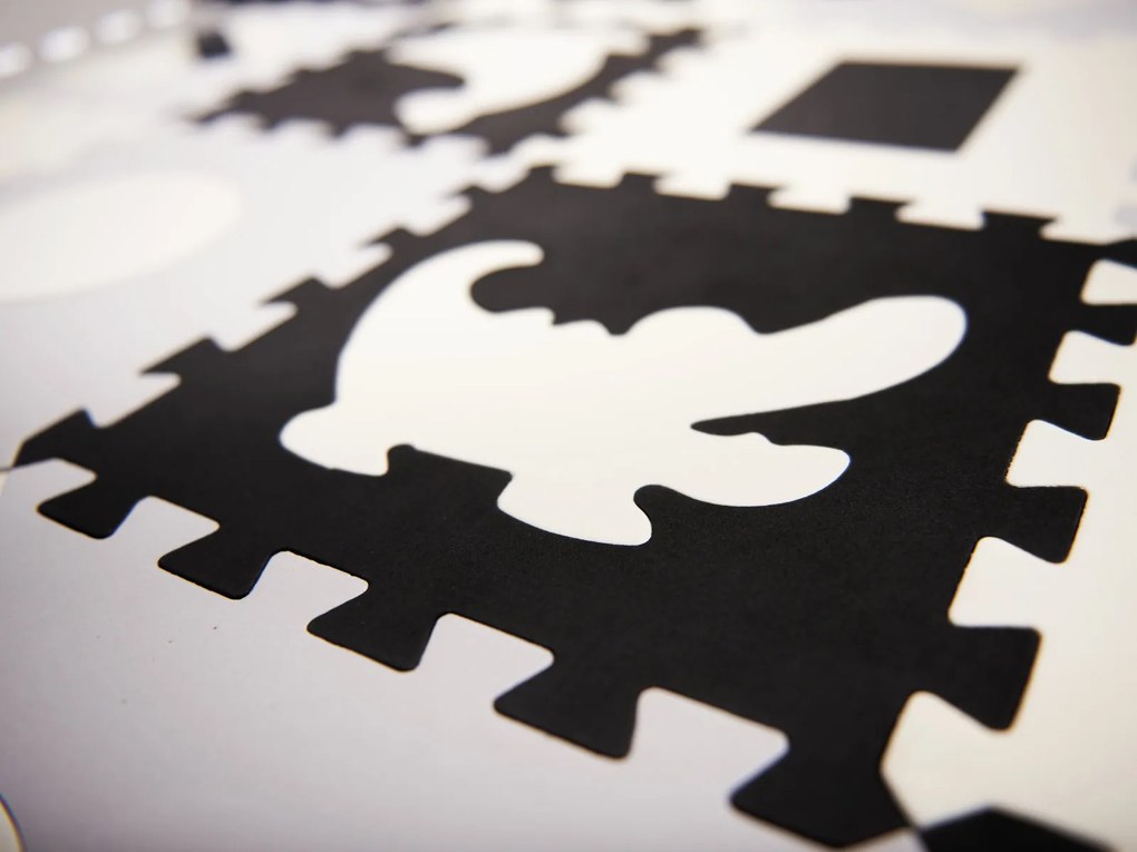 KIK Penová podložka na puzzle / ohrádka pre deti 36el. black-grey-ecru