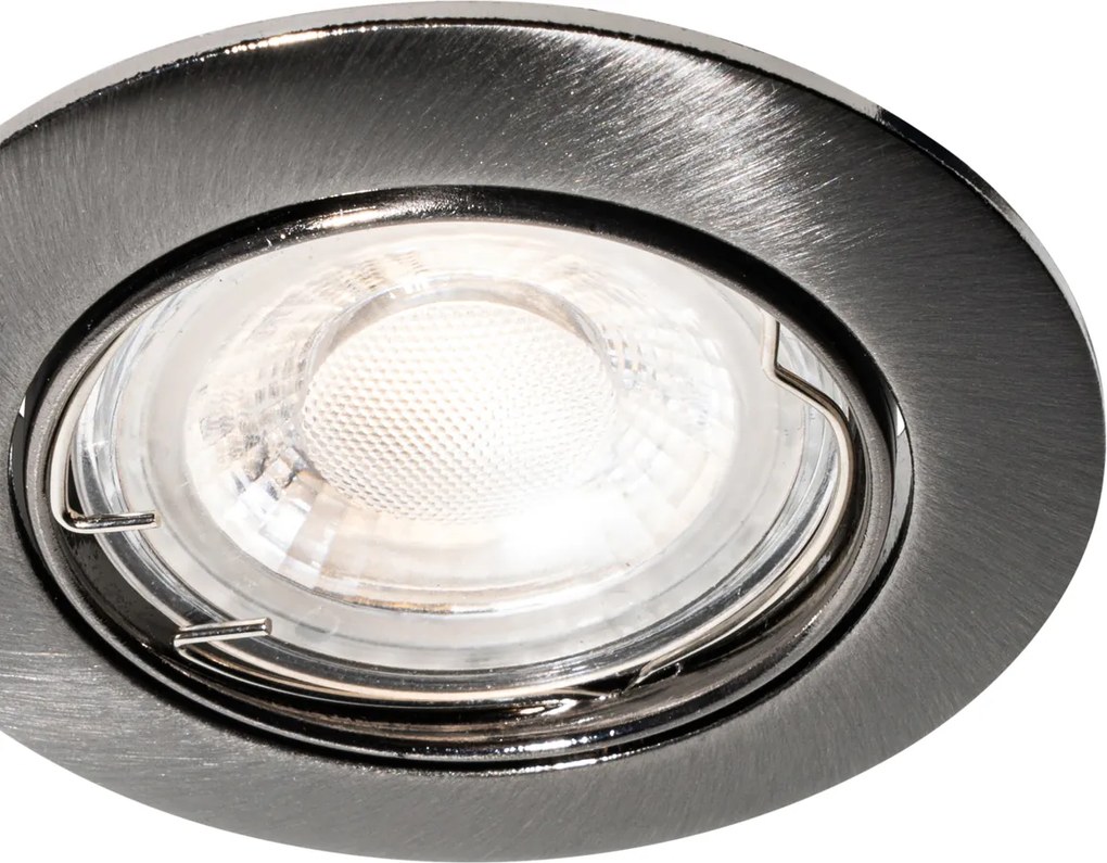 Set van 6 moderne inbouwspots gunmetal GU10 50mm rond kantelbaar - Edu