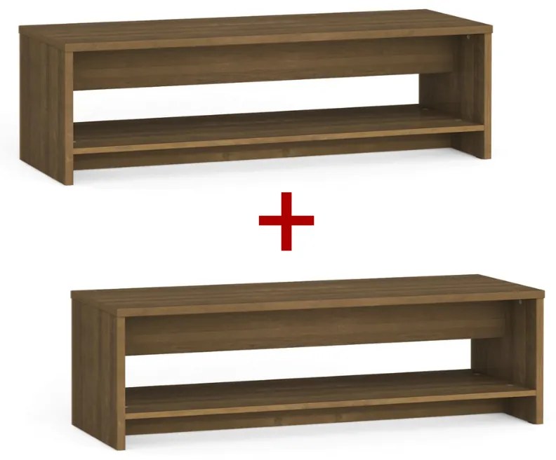 Šatníková lavica s policou na topánky 1+1 ZADARMO, zosilnená, 1500 mm, orech