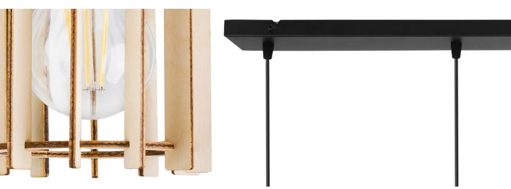 Závesné svietidlo Timber 7, 4x drevené tienidlo