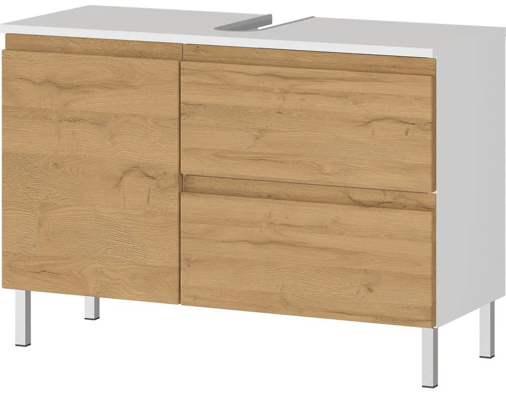 Biela skrinka pod umývadlo v dekore duba 80x56 cm Torrance - Germania