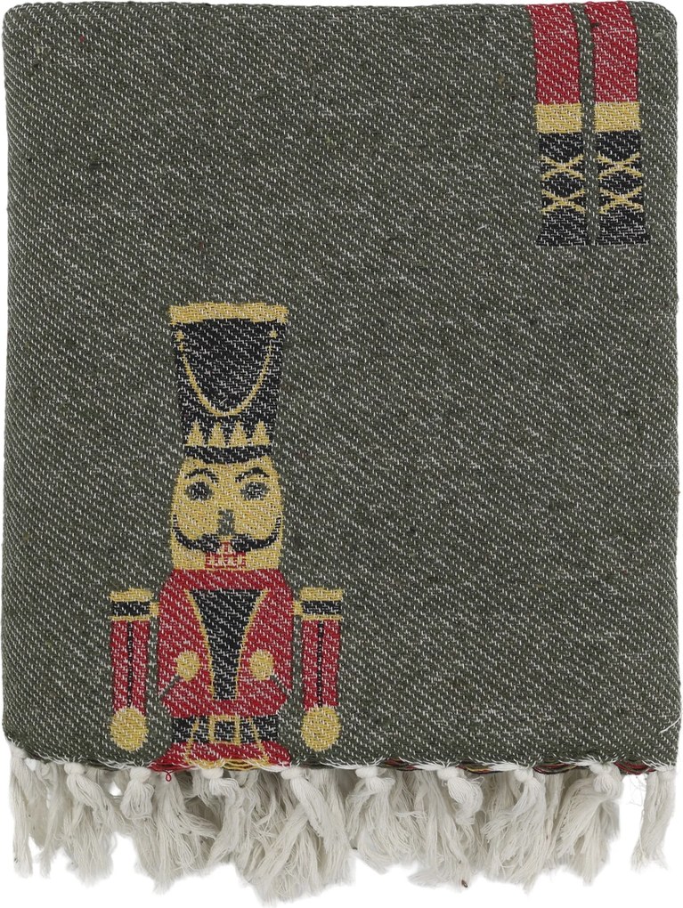 Zelený bavlnený prehoz pléd Aix s Luskáčikmi – 150*130 cm