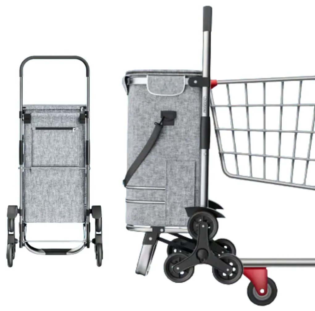 Nákupná taška na kolieskach do schodov COMFORT,50l, šedá Jurhan