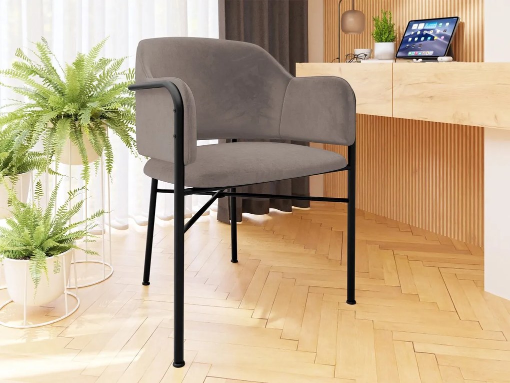 Čalúnená jedálenská stolička Uzpira, Dostupné poťahy: Magic Velvet 2258, Farby: čierna