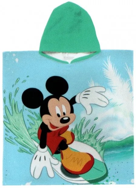 Himatsingka EU - Chlapčenské bavlnené pončo osuška s kapucňou Mickey Mouse - Disney / 60 x 120 cm