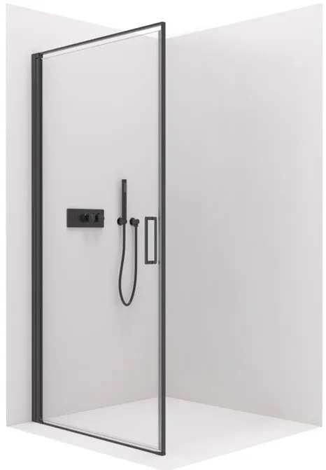 Cerano Porte, 1-krídlové sprchové dvere 80x195 cm, 8mm číre sklo, čierny profil, CER-CER-413486