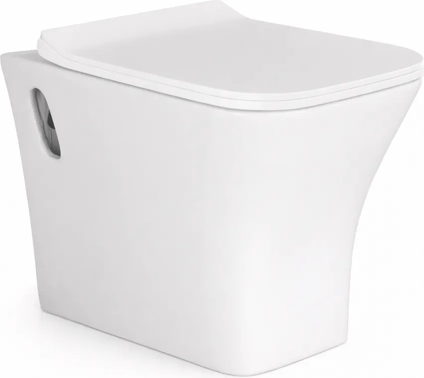 OSLO || Závesná WC misa s hlbokým splachovaním a slim sedátkom, keramika, biela
