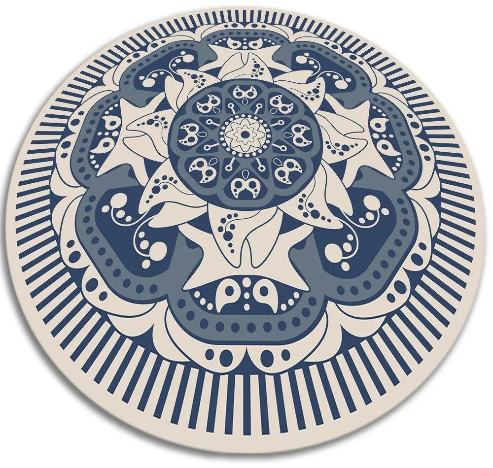 Okrúhly vnútorné vinylový koberec Okrúhly vnútorné vinylový koberec kvetinová mandala