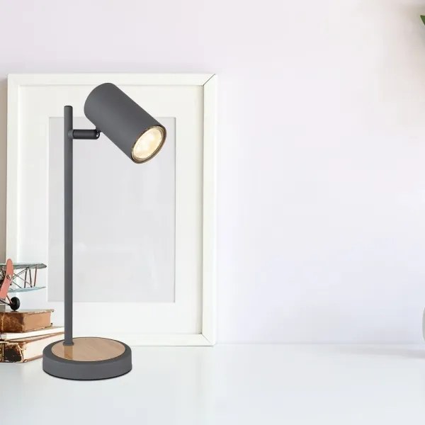 Globo 57910TG - Stolná lampa ROBBY 1xGU10/5W/230V šedá/hnedá