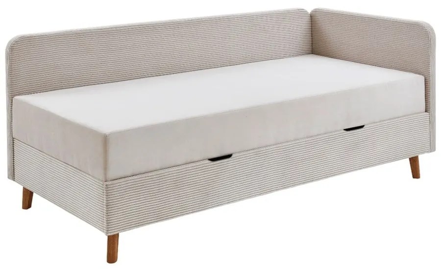 Béžová čalúnená jednolôžková posteľ s úložným priestorom 90x200 cm Cabana – Meise Möbel