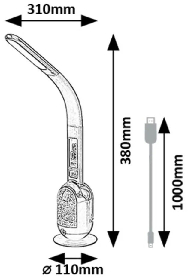 Rabalux 74230 stolná LED lampa s glitrami Figen, čierna, 5W, 290lm, 5000K, stmievateľná