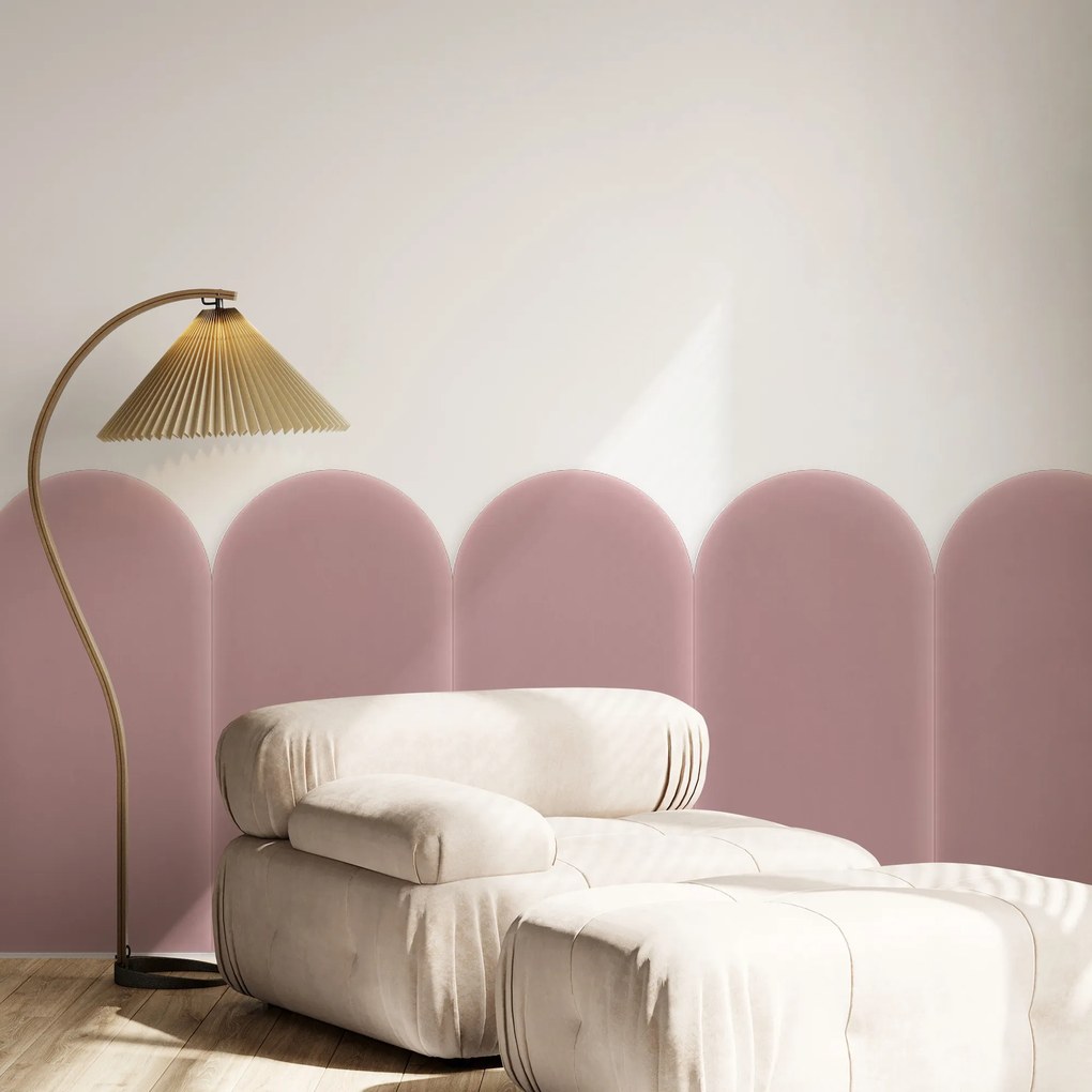 Zamatový čalúnený panel - Oblúk - 30x80cm Farba: Ružová