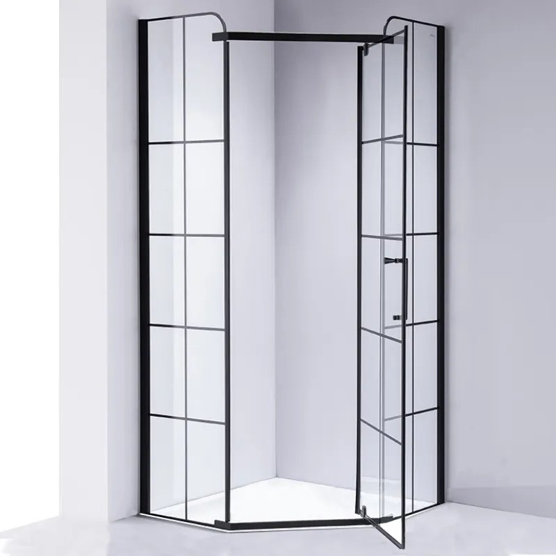 BPS-koupelny Päťuholníkový sprchovací kút BS06A 80x80 čierna/transparent - bez vaničky