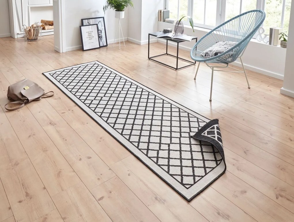 Hanse Home, Kusový koberec Twin Supreme 103425 Sydney black creme – na von aj na doma, 160x230, čierna, chodba / predsieň