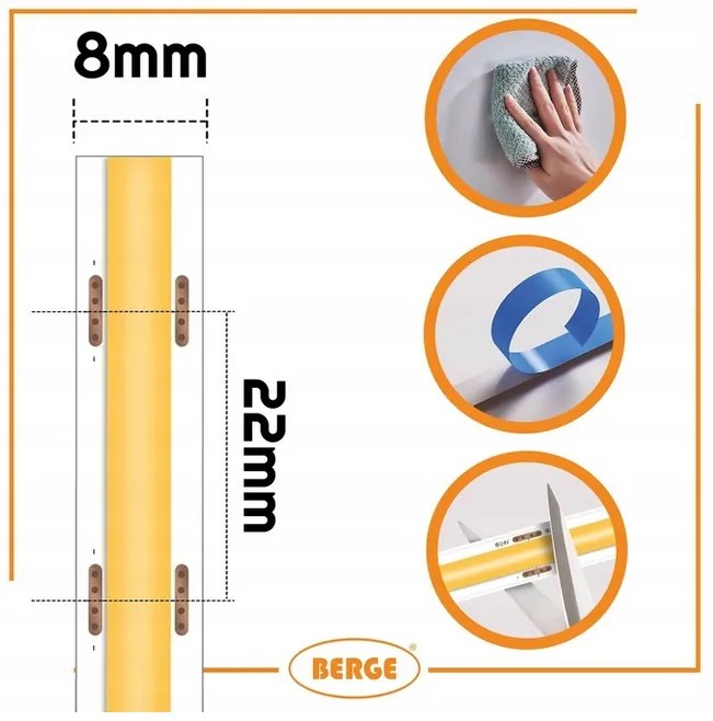 BERGE LED pásik COB Neon 12V - 480D - 9W/m - IP20 - 1m - 990lm - teplá farba