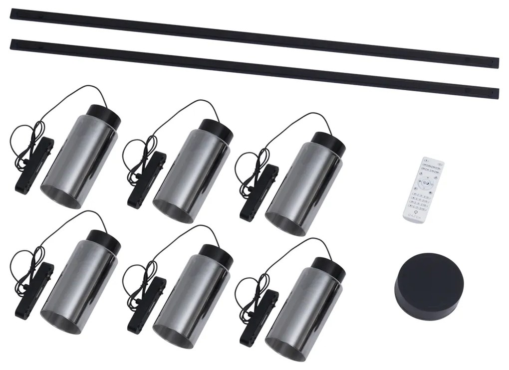 Moderný koľajnicový systém s 6 čiernymi závesnými svetlami 1-fázový - Magnetic Vance