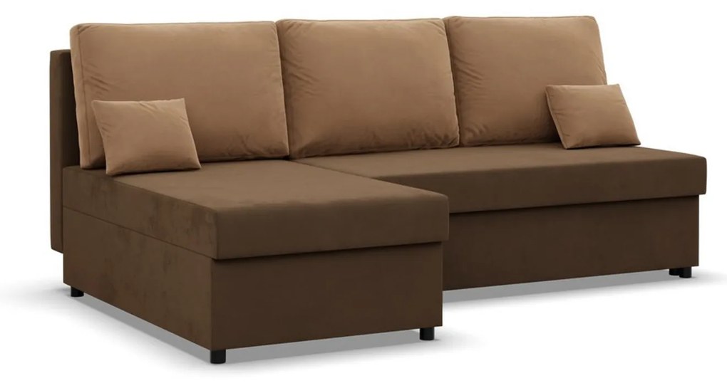 Rohová rozkladacia sedacia súprava DELI Hnedá/hnedá I