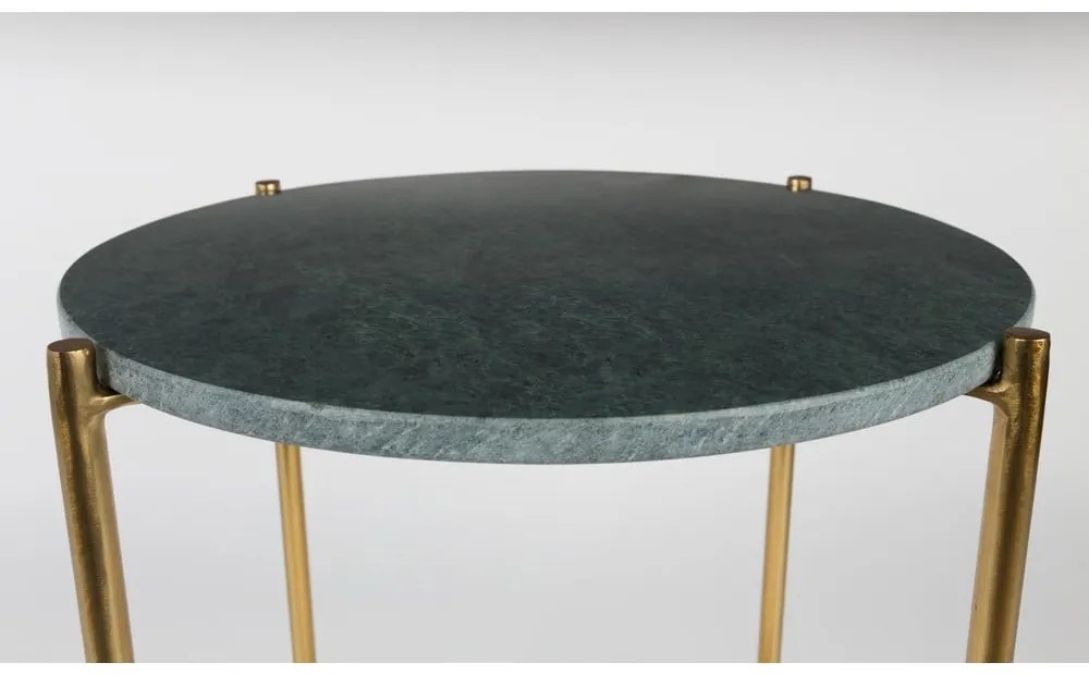 Zelený odkladací stolík s mramorovou doskou White Label Timpa