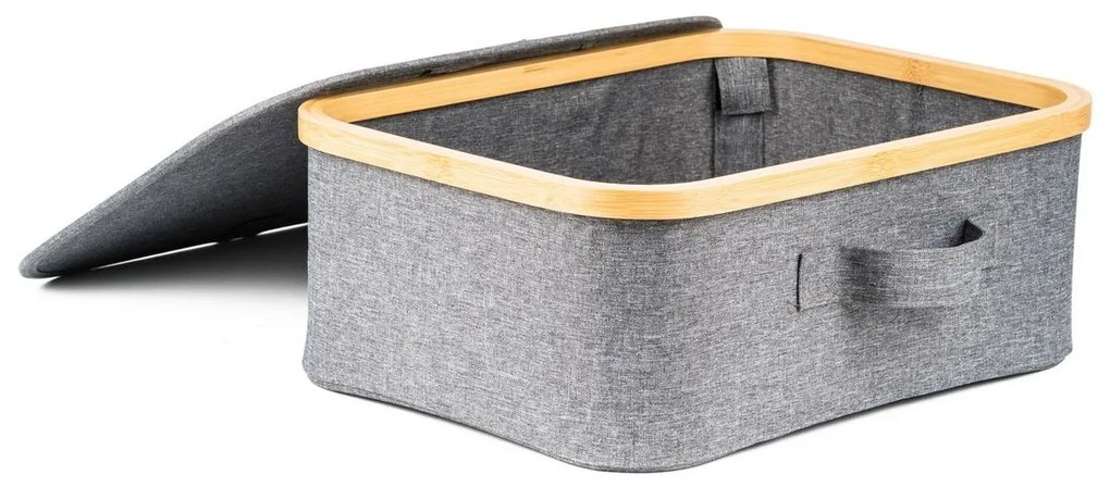 Úložná krabica G21 40 x 30 x 15 cm, bambus svekom, sivá