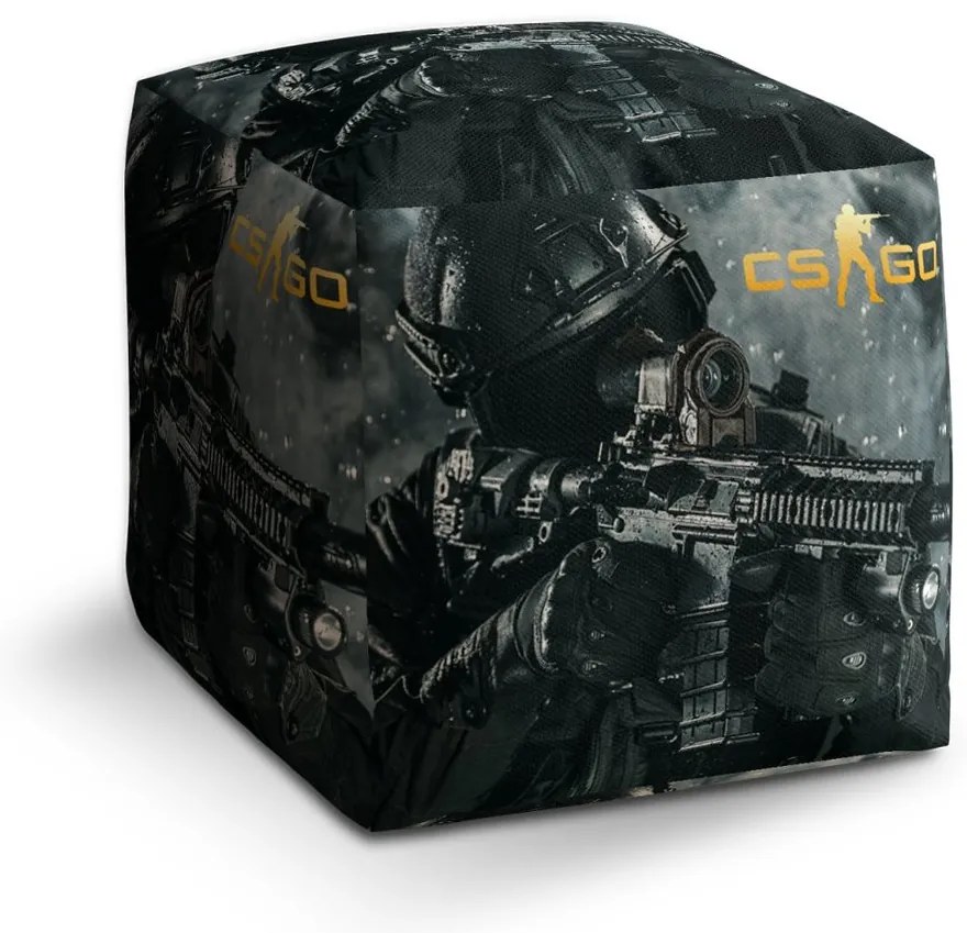 Taburet Cube CS:GO vojak 1, čierna
