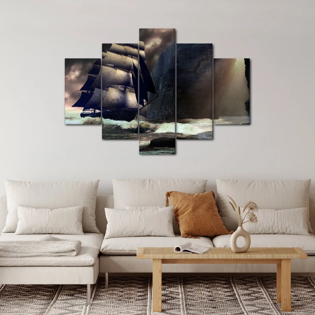 Obraz - Loď medzi útesmi (150x105 cm)