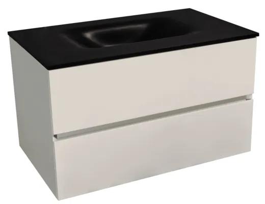 Kúpeľňová skrinka s umývadlom černá mat Naturel Verona 86x51,2x52,5 cm biela mat VERONA86CMBM