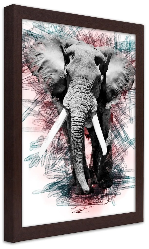 Gario Plagát Slon na abstraktnom pozadí Farba rámu: Bez rámu, Rozmery: 40 x 60 cm